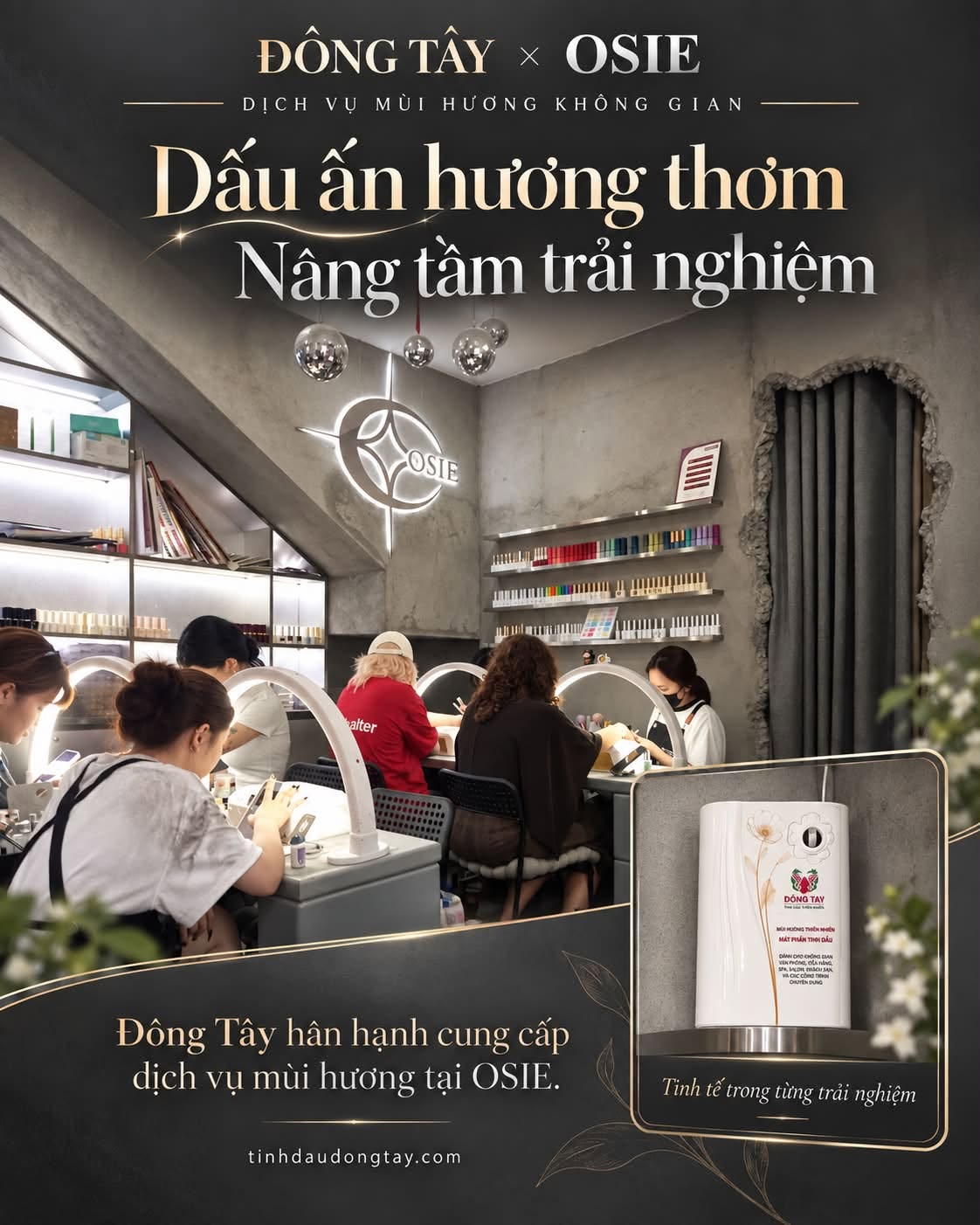 Dịch vụ tạo mùi hương Tinh Dầu Đông Tây cho tiệm nail OSIE
